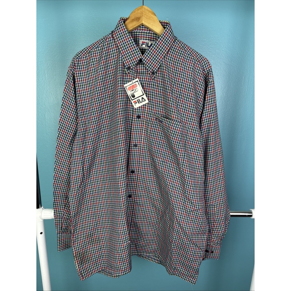 Vintage Fila Button Down Gingham Check Shirt Size XL Dead‎ stock